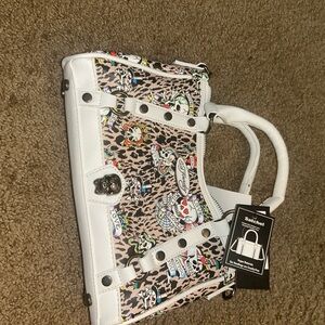 Ed Hardy White and Leopard Print Satchel